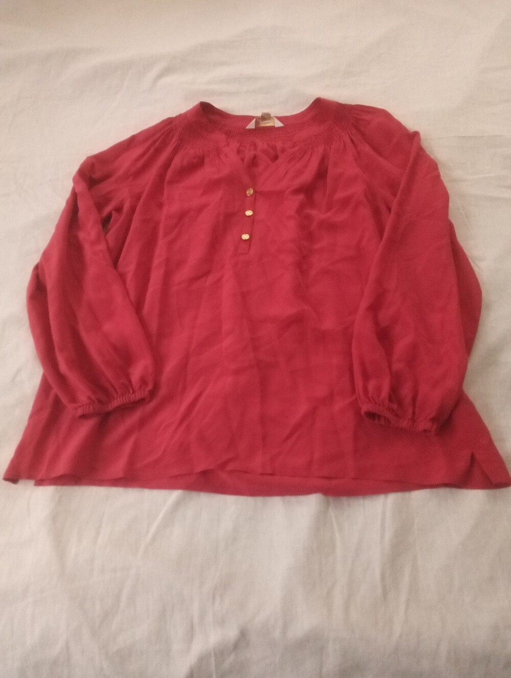 Lilly Pulitzer Elsa Top Peasant Silk Blouse L